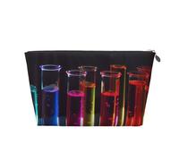 Chemistry Test Tube Prints PVC Leather Travel Toiletry Bag with Silver Zippers, Waterproof Cosmetic Organiser for Makeup, Toiletries & Essentials