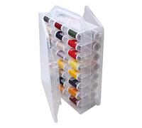 Chemlliy 46 Grids Sewing Organizer, Double Sided Thread Box Storage, Portable Clear Plastic Organizer Box for Embroidery and Sewing Threads, Embroidery Floss, Crafts, Small Toys (Clear)