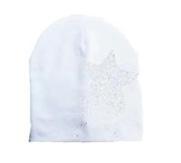 Chemo Beanie Hat for Kids Soft Jersey Cap Hat Turban Headwrap Scarf Lined Toddler Star Design (White)