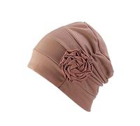 Chemo Beanie Hat Headwear Women Turban Beanie Hat with Side Flower (Coffee)