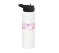 Chemo Hair Don't Care Cancer Survivor Oncology Warrior Stainless Steel Insulated Water Bottle