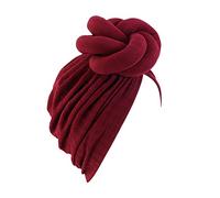 Chemo Hats for Women, Women Turban African Plain Knot Headwrap Beanie Pre-Tied Bonnet Chemo Cap Stretch Jersey Ultra Soft Breathable Hair Loss Turbans Headband Wine