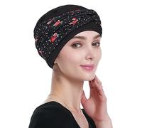 Chemo Head Wraps for Women Summer Rose Black