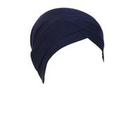 Chemo Headwear Beanie Cap Hat Turban Head Scarf or Skull Cap Wig Liner up to 55cm (Navy)