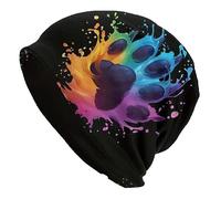 Chemo Headwear Beanie Hat Bandana Soft Turban Headwrap Scarf Fully Lined Dog Puppy Bone Paw Sausage for Men or Women (Bright Splash Paw)