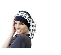 Chemo Headwear For Women UK | Ladies Cancer Headscarf | Hair Loss Head Turban | Hat With Scarf Attached | Ladies Hats For Alopecia Patients Yanna (Navy White Polka Dot)