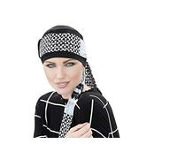 Chemo Headwear For Women UK | Ladies Cancer Headscarf | Hair Loss Head Turban | Hat With Scarf Attached | Ladies Hats For Alopecia Patients Yanna (Black Midnight Pearl)
