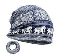 Chemo Headwear for Women UK Soft Winter Autumn Head Scarf Stretch Beanie Turban Alopecia Bandana Head Cover Baggy Hat Lightweight Cotton Feel Fabric Hair Loss Louchy Sleep Cap Cancer Hat(Blue)