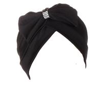 Chemo Headwear Headwrap Scarf Women Cap - Black Diamonte Bow - Stylish Cancer Turban Hat (Black)