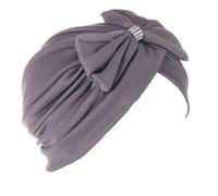 Chemo Headwear Headwrap Scarf Women Cap - Black Diamonte Bow - Stylish Cancer Turban Hat (Grey)
