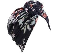 Chemo Headwear Pre Tied Headwrap Headscarf Soft Turban Beanie Hat BLACK Head Cover Alopecia Bamboo Bonnet Sleep Cap UK