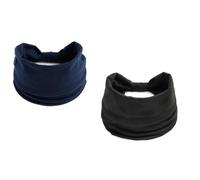 Chemo Headwear Women UK Yoga Headband Extra Wide Soft Turban Cap Alopecia Bandana Head Cover (Two Pack Plain Navy & Plain Black)