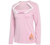 Chemo Port Thermal Shirts for Women Fleece Lined Thermal Layer Post Shoulder Surgery Recovery Shirts Chemotherapy Clothing, Pink, S