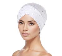 Chemo Turban Women's Beanie Hat Muslim Cap Front Side Interlocking Soft Slouchy Women Headwear Headwear Turban Warm Wrap Sleep Cap for Hair Loss Cancer, a, One Size