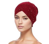Chemo Turban Women's Beanie Hat Muslim Cap Front Side Interlocking Soft Slouchy Women Headwear Headwear Turban Warm Wrap Sleep Cap for Hair Loss Cancer, F, One Size
