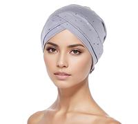 Chemo Turban Women's Beanie Hat Muslim Cap Front Side Interlocking Soft Slouchy Women Headwear Headwear Turban Warm Wrap Sleep Cap for Hair Loss Cancer, J, One Size