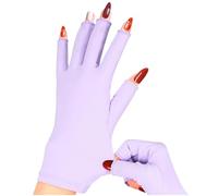 chemotex UV Nail Gloves, Professional UPF50+ Protection UV Gloves for Gel Manicures, Art Skin Care UV Gloves for Gel Nail Lamp, Fingerless Gloves for Protect Hands from Harm, Purple