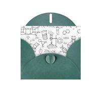Chemotherapy Pattern Blank Greeting Cards For Birthdays, Valentine'S Day, Parties, Weddings, 4x6 Inches Dark Green Envelope