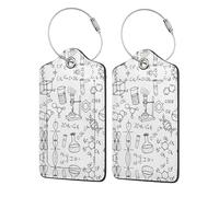 Chemotherapy Patterned Leather Luggage Tag with Name Id Tag and Stainless Steel Ring for Women Men Luggage Handbags 1 Pcs