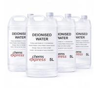 Chems Express Deionised Water 20L - (4x5L) Purified Water - Steam Irons, Car Batteries, - Demineralised Water - For Lab Use