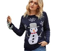 CHEMYO Ladies Sale Clearance Christmas Jumper - Snowman Print Graphic Sweatshirt, Long Sleeve Novelty Hoodie, Going-Out Pullover Top for Xmas Holidays