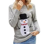 CHEMYO Ladies Sale Clearance Christmas Jumper - Snowman Print Graphic Sweatshirt, Long Sleeve Novelty Hoodie, Going-Out Pullover Top for Xmas Holidays
