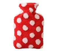 CHEMYO Set of Hot Water Bottles with Fleece Covers - Red & Green Knitting Patterns, Perfect Couple Gift for Christmas & Valentine's Day