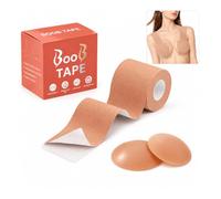 Chen Che Boob Tape for Large Breasts - 5M Self-Adhesive Strapless Breast Lift Tape with 2 Silicone Nipple Covers - Invisible Backless Body Tape for Dress, Wedding & Evening Wear