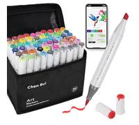 Chen Rui 60 Colours Alcohol Brush Markers with Free App, Brush and Chisel Tip Alcohol Pens for Adults, Drawing Markers for Anime Manga Drawing and Sketching