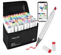 Chen Rui 80 Colours Alcohol Brush Markers with Free App, Brush and Chisel Tip Alcohol Pens for Adults, Drawing Markers for Anime Manga Drawing and Sketching，