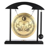 Chen0-super 4.92' Gong - Feng Shui Brass Gong - Chime Meditation Gong Percussion Desk Gong with Mallet - Percussion Instruments For Home Decor Housewarming Gift, Black