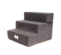 Chen0-super Pet Dog Stair Step, Flannel Detachable 3-Story Staircase Assembly Removable Stairs Ladder Washable Zippered Removeable Micro Fiber Cover with Non-Slip Bottom, Dark Gray Small Three-layer
