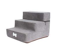 Chen0-super Pet Dog Stair Step,Flannel Dog Detachable 3-Story Staircase Assembly Removable Stairs Ladder Dog Stair Zippered Micro Fiber Cover Non-Slip Bottom Print,Light Gray Small Three-layer