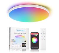 CHENBEN RGB LED Ceiling Light,24W 12-inch Round Bedroom Bedroom Ceiling Light with Remote Control,IP44 Waterproof Bathroom Lights Dimmable 3000-6500K Colour Changing LED Lights(Bluetooth Connection)