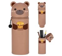 CHENBOOW Kawaii Pencil Case, Pencil Case Zip, Stand Up Pencil Case, Panda 2-in-1 Pencil Case, Cartoon Pencil Case, for School, Home, Office Supplies, bear and honey, school supplies