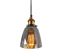 chendongdong Smoked Glass Pendant Light Vintage Industrial Retro Loft Glass Ceiling Lamp Shade Pendant Light E27 Metal Chrome Glass Chandelier Shade Suspensions Adjustable Hanging 1. (Include Bulb)