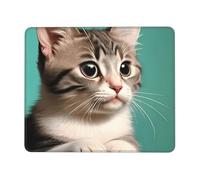 chenfandi A Curious Cat Square Mouse Pad With Stitched Edges And Non-Slip Rubber Base For Office Laptops, *8.3 X 10.3 In.