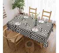 chenfandi Black curved texture Tablecloth, suitable for kitchen and dining room, 137 inches x 183 cm, suitable for indoor and outdoor dining.