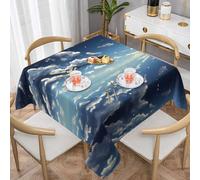 chenfandi Blue sky and white clouds 54"x54" Square tablecloth, waterproof and stain-resistant, suitable for both outdoor and indoor use.