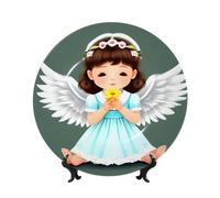 chenfandi Cute Little Angel 10in Decorative Plate, Bone China Plate, with Stand, Suitable for Study, Office, entryway, etc.