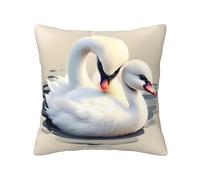 chenfandi Cute Little Swan Pillow Cover, 16"X16", Square Decorative Pillow For Sofa, #Living Room, Bed And Home Decor.
