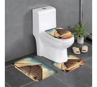 chenfandi Dreaming of the Pyramids of Khufu 3-piece rug set with non-woven fabric and plastic backing, washable, suitable for bathrooms.