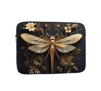 chenfandi Gold Exquisite Dragonfly 15 inch Laptop case, made of Oxford cloth with polyester foam padding, zipper opening, and portable design.