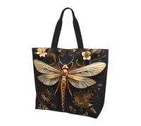 chenfandi Gold Exquisite Dragonfly Shoulder bag with main compartment and inner pocket, suitable for travel, work, gym, unisex.