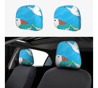 chenfandi happy white goose 2-Pack Car Headrest Covers, Seat Cover Accessories, Car Headrest Protectors, Universal, Suitable for Cars.