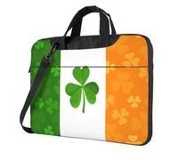 chenfandi irish flag 14 inch Laptop shoulder bag, double zipper design carrying bag, with shoulder strap and pocket.