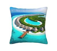 chenfandi Maldives Scenery Pillow Cover, 20"X20", Square Decorative Pillow For Sofa, #Living Room, Bed And Home Decor.