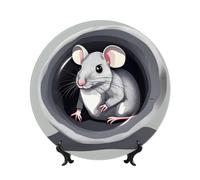 chenfandi Mouse in The Hole 7in Decorative Plate, Bone China Plate, with Stand, Suitable for Study, Office, entryway, etc.