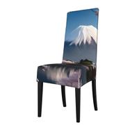 chenfandi Mt. Fuji in early spring Kitchen chair covers, removable and washable, suitable for homes, restaurants, and banquet halls.