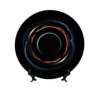 chenfandi Mysterious Cosmic Black Holes 8in Decorative Plate, Bone China Plate, with Stand, Suitable for Study, Office, entryway, etc.